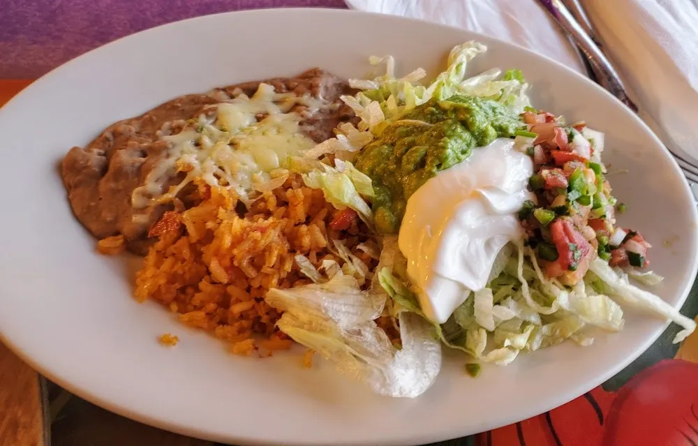 Guacamole Salad with Refried Beans and Rice